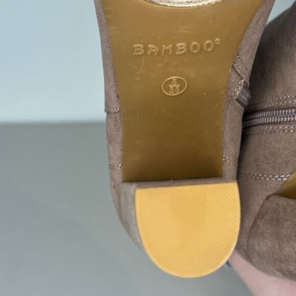 Bamboo Faux Suede Peep Toe Booties With Bow Accent & Zipper Closure, Size 8 - Picture 5 of 5